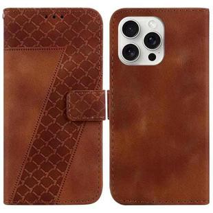 For iPhone 16 Pro Max Seven-shaped Embossed Leather Phone Case(Brown)