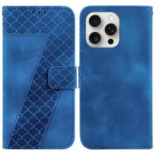For iPhone 16 Pro Max Seven-shaped Embossed Leather Phone Case(Blue)