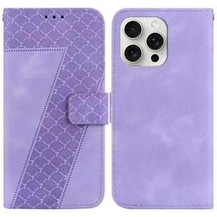 For iPhone 16 Pro Seven-shaped Embossed Leather Phone Case(Purple)