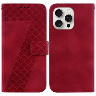 For iPhone 16 Pro Seven-shaped Embossed Leather Phone Case(Red)