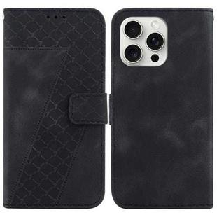 For iPhone 16 Pro Seven-shaped Embossed Leather Phone Case(Black)