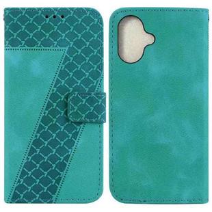 For iPhone 16 Plus Seven-shaped Embossed Leather Phone Case(Green)