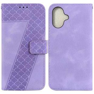 For iPhone 16 Plus Seven-shaped Embossed Leather Phone Case(Purple)