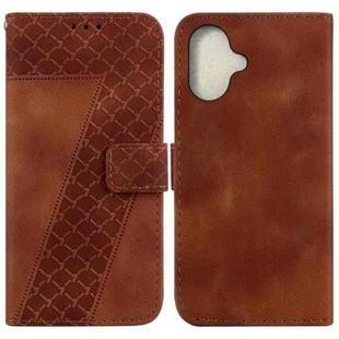 For iPhone 16 Plus Seven-shaped Embossed Leather Phone Case(Brown)