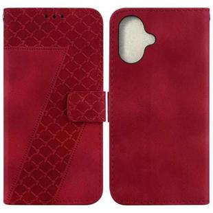 For iPhone 16 Plus Seven-shaped Embossed Leather Phone Case(Red)
