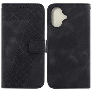 For iPhone 16 Plus Seven-shaped Embossed Leather Phone Case(Black)