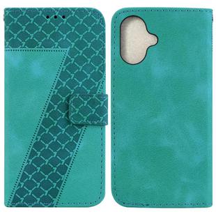 For iPhone 16 Seven-shaped Embossed Leather Phone Case(Green)