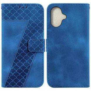 For iPhone 16 Seven-shaped Embossed Leather Phone Case(Blue)