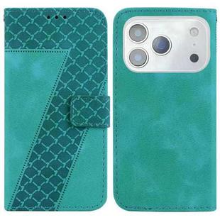 For iPhone 17 Pro Max Seven-shaped Embossed Leather Phone Case(Green)