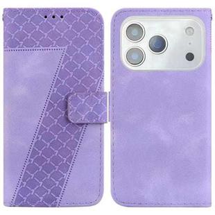 For iPhone 17 Pro Max Seven-shaped Embossed Leather Phone Case(Purple)