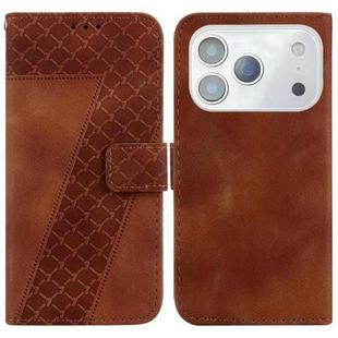 For iPhone 17 Pro Max Seven-shaped Embossed Leather Phone Case(Brown)