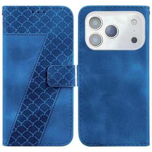 For iPhone 17 Pro Max Seven-shaped Embossed Leather Phone Case(Blue)
