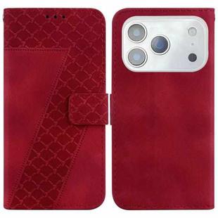 For iPhone 17 Pro Max Seven-shaped Embossed Leather Phone Case(Red)