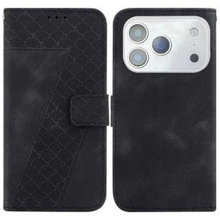 For iPhone 17 Pro Max Seven-shaped Embossed Leather Phone Case(Black)