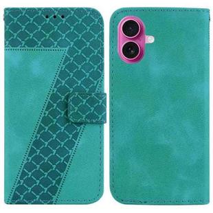For iPhone 17 Seven-shaped Embossed Leather Phone Case(Green)