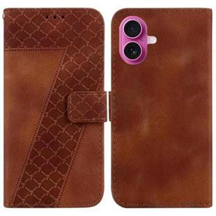 For iPhone 17 Seven-shaped Embossed Leather Phone Case(Brown)