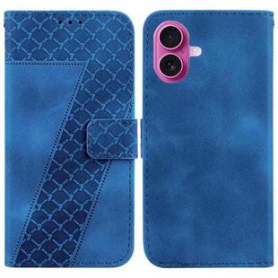For iPhone 17 Seven-shaped Embossed Leather Phone Case(Blue)