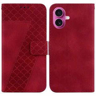 For iPhone 17 Seven-shaped Embossed Leather Phone Case(Red)
