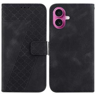 For iPhone 17 Seven-shaped Embossed Leather Phone Case(Black)