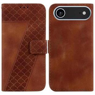 For iPhone 17 Air Seven-shaped Embossed Leather Phone Case(Brown)
