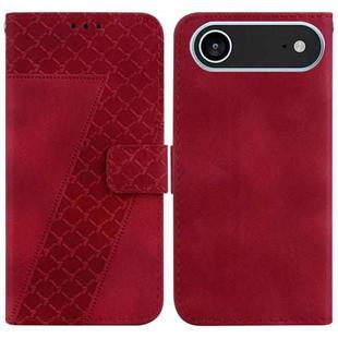 For iPhone 17 Air Seven-shaped Embossed Leather Phone Case(Red)