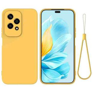 For Honor 200 Lite Global Pure Color Liquid Silicone Shockproof Phone Case(Yellow)