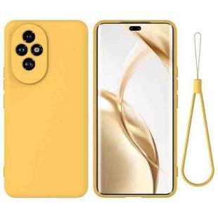 For Honor 200 Pure Color Liquid Silicone Shockproof Phone Case(Yellow)