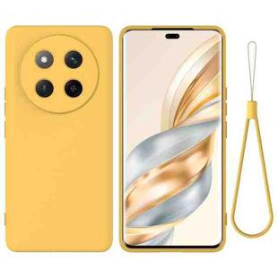 For Honor X60 Pro Pure Color Liquid Silicone Shockproof Phone Case(Yellow)