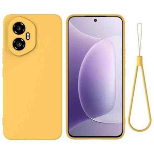 For Honor 300 Pure Color Liquid Silicone Shockproof Phone Case(Yellow)