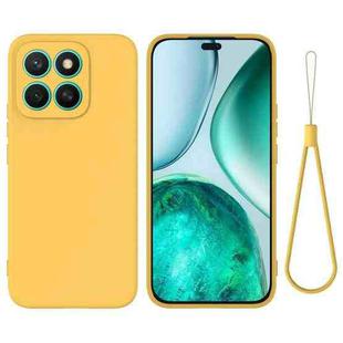 For Honor X8c 4G Pure Color Liquid Silicone Shockproof Phone Case(Yellow)