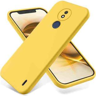 For Nokia C21 Pure Color Liquid Silicone Shockproof Phone Case(Yellow)