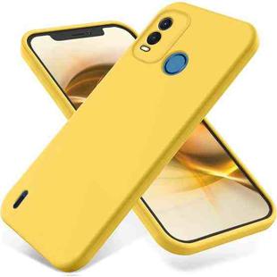 For Nokia G11 Plus Pure Color Liquid Silicone Shockproof Phone Case(Yellow)