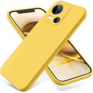 For Tecno Spark 10 5G Pure Color Liquid Silicone Shockproof Phone Case(Yellow)