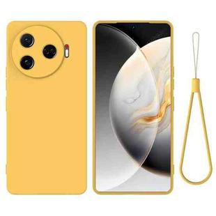 For Tecno Camon 30 Pro 5G Pure Color Liquid Silicone Shockproof Phone Case(Yellow)