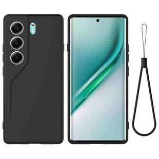 For Tecno Camon 40 4G Pure Color Liquid Silicone Shockproof Phone Case(Black)