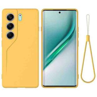 For Tecno Camon 40 4G Pure Color Liquid Silicone Shockproof Phone Case(Yellow)