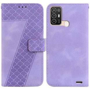 For ZTE Blade A52 7-shaped Embossed Leather Phone Case(Purple)