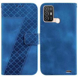 For ZTE Blade A52 7-shaped Embossed Leather Phone Case(Blue)