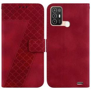 For ZTE Blade A52 7-shaped Embossed Leather Phone Case(Red)