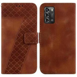 For ZTE Blade A72/V40 Vita 7-shaped Embossed Leather Phone Case(Brown)