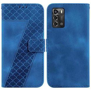 For ZTE Blade A72/V40 Vita 7-shaped Embossed Leather Phone Case(Blue)