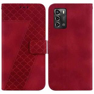 For ZTE Blade A72/V40 Vita 7-shaped Embossed Leather Phone Case(Red)