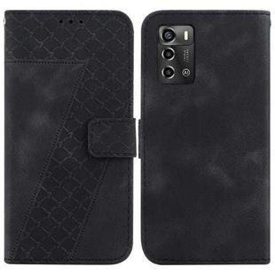 For ZTE Blade A72/V40 Vita 7-shaped Embossed Leather Phone Case(Black)