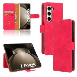 For Samsung Galaxy Z Fold5 Skin Feel Magnetic Flip Leather Phone Case(Rose Red)