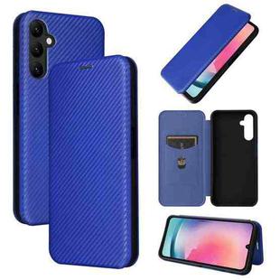 For Samsung Galaxy A25 5G Carbon Fiber Texture Flip Leather Phone Case(Blue)