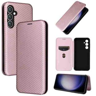 For Samsung Galaxy S23 FE 5G Carbon Fiber Texture Flip Leather Phone Case(Pink)