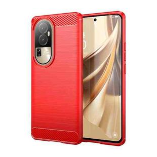 For OPPO Reno10 5G Global Brushed Texture Carbon Fiber TPU Phone Case(Red)