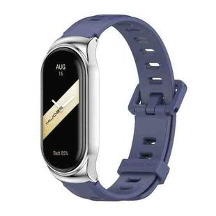 For Xiaomi Mi Band 8 Mijobs CS Case Flat Hole Silicone Watch Band(Blue Silver)