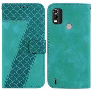 For Nokia C21 Plus 7-shaped Embossed Leather Phone Case(Green)