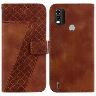 For Nokia C21 Plus 7-shaped Embossed Leather Phone Case(Brown)